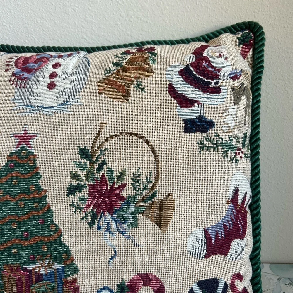Vintage Holiday Throw Pillow with Christmas Design